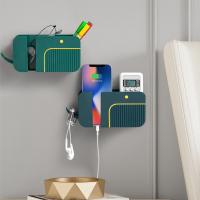 Caja de almacenamiento de plástico para Control remoto, montado en la pared para estante de almacenamiento 2 en 1 teléfono móvil, multiusos, ahorro de espacio, soporte de almacenamiento de restos - details 7