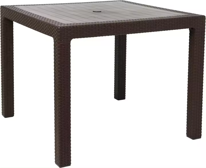 Mesa Cuadrada de Exterior, Mesa resina acabado Ratán, mesa de jardín/terraza, 95 x 74;5 x 95 cm; Color Grafito - 1