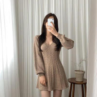 Vestido corto de punto para mujer, prenda elegante de manga larga con cuello de pico, ajustado, color negro, novedad de invierno - details 18