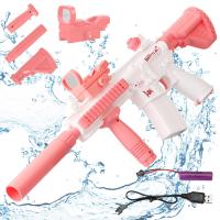 Pistola de agua eléctrica m416 pistola de agua automática de verano se puede cargar pistola de agua automática de largo alcance juego espacial salpicaduras de juguetes para niños - details 1
