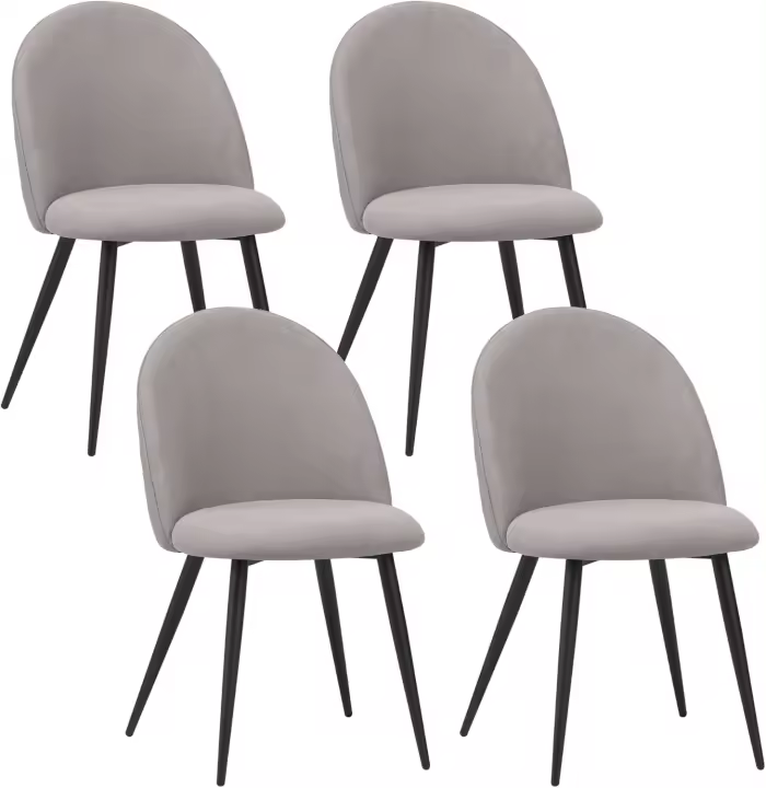 Juego de 4 sillas de comedor con funda de terciopelo, color beige - Diseño vintage elegante, funda de terciopelo, silla tapizada con certificado SGS - Silla moderna de cocina - 1