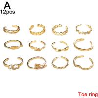 Anillos de dedo descalzos abiertos geométricos para mujer, joyería de moda para pie, pierna, playa, corazón, pluma, 12 unidades por juego - details 2