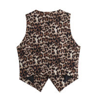 BUNO-Chaleco de leopardo para mujer, Top con cuello en V y una hilera de botones, informal, corto, sin mangas, novedad de primavera y verano 2025 - details 7