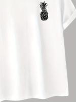 Camiseta 100% algodón con estampado de piña para hombre, camiseta informal de manga corta con cuello redondo, ropa de hombre para exteriores - details 24