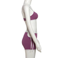 BUNO-Conjunto informal de 2 piezas para mujer, chándal, camisola con ribete blanco + pantalón corto de vendaje lateral, ropa de calle deportiva elástica a juego - details 9