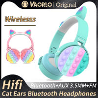 Auriculares inalámbricos de burbujas de descompresión, audífonos con orejas de gato, bonitos auriculares de música estéreo HIFI con luz Flash, Soporte para tarjeta TF/AUX/FM, reproducción con micrófono - details 0