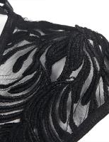 Camisola de lencería negra transparente, tirantes bordados, pijama sexy de talla grande con liga de malla y mujer - details 6