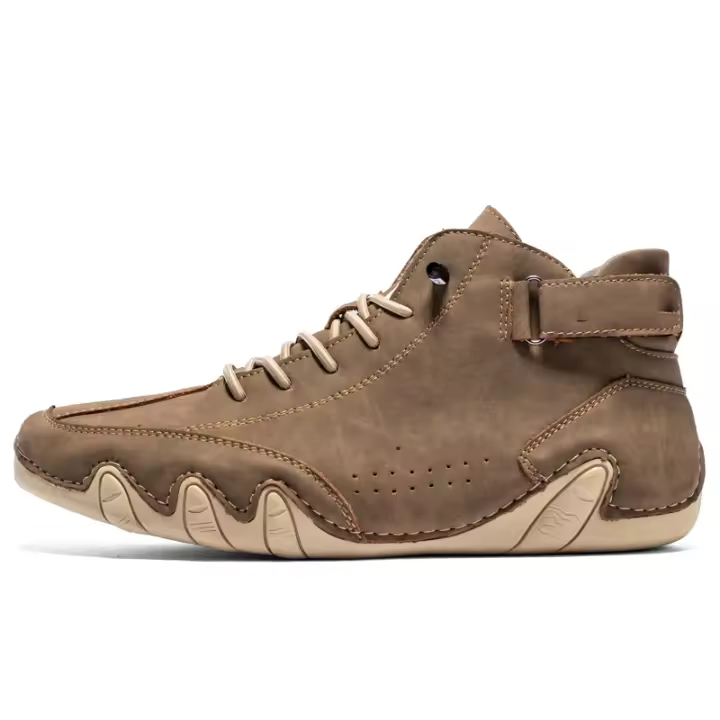 Botas de hombre de piel hechas a mano, calzado de senderismo impermeable, ligero e informal 5 8 - 1