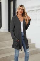 Cardigan de Punto Abierto Casual Abrigo Medio Estilo Y2K para Mujer Moda Callejera Elegante - details 5