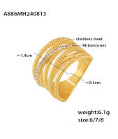 Gorgeous Stylish Anillo ancho de las mujeres de la Moda de múltiples Capas de Diseño excepcional Zirconia Dedo Joyería - details 3