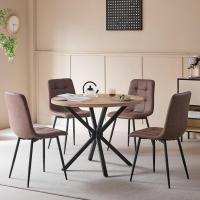 Juego de Comedor de Mesa Redonda 100cm con 4 Sillas Conjunto de Mesa y Sillas de Comedor, Cocina y Salón (Madera Oscura+Marrón Claro (PU)) - details 43