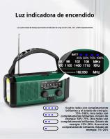 Radio de emergencia NOAA portátil Manivela de mano, batería de carga solar, linterna incorporada, luz de lectura y alarma SOS Compacta y para acampar y emergencias - details 5
