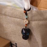 Colgante para teléfono, colgantes para llaves de coche, colgante de estilo chino, colgante de gato de la suerte, anillo para teléfono móvil, llavero de madera de sándalo, correa para llavero - details 10