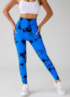 Leggings deportivos de tie dye con abertura escalonada lado inconsútil - details 21