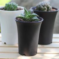 Lavabo de pelo antiguo para plantas suculentas, lavabo Vientiane, maceta de plástico redonda gruesa mate de cintura alta, jardinería en blanco y negro - details 5
