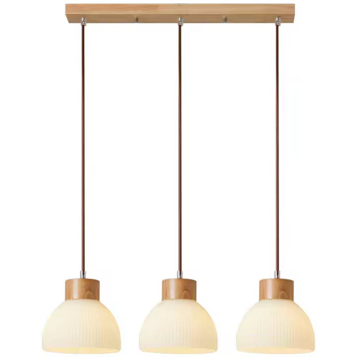 Luz colgante de comedor, luz de techo de cocina, candelabro de madera de diseño japonés - 1