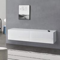 Mueble de TV de pared Evaton de 140 x 33 x 30 cm, mesa de centro flotante, consola de pared blanca de alto brillo. - details 1