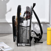 Mochila transparente de PVC, mochilas escolares transparentes sólidas impermeables, mochila de hombro con cremallera de gran capacidad, mochila de viaje portátil Unisex - details 1