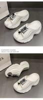 Sandalias con cordones de suela gruesa para mujer, zapatillas de playa al aire libre con aumento de altura, diseño de zapato plano, verano 2025 - details 7