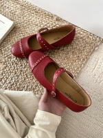 Nuevo nicho retro, cabeza redonda japonesa, zapatos individuales de suela plana, hebilla de una palabra grabada, zapatos individuales Mary Jane - details 5