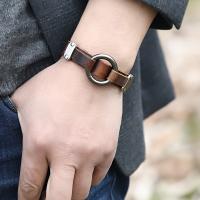 1 unidad de pulsera de cuero de vaca para Hombres, creativa y moderna, joyería, pulsera Punk de Círculo Retro Simple - details 4