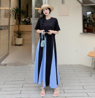 Vestido de sirena casual de talla grande con diseño de bloques de color de verano, ajuste sueltoAVestido de Talla Grande para Hermana con Falda de Personaje - details 3