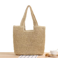 2025 nueva moda hombro papel cuerda bolsa tejida Mori bolsa tejida a mano casual bolsa de playa de gran capacidad - details 0