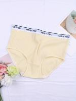 Conjunto de 6 bragas sencillas de talla grande, bragas de mujer de talla grande con cinta de letras de contraste suave, cintura media, 6 unidades. - details 1
