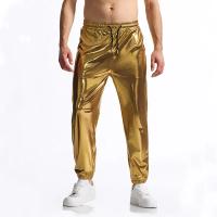 Modo Superficie brillante estampage à chaud hommes pantalons décontractés Harajuku Hip Hop Disco danse Streetwear cordon discothèque pantalon - details 2