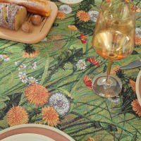 Mantel Decorativo de Estilo Pintura al Óleo Resistente a Manchas, Forma Cuadrada, Diseño Floral de Oliva Verde Botánico Ideal para Bodas y Cocinas - details 3