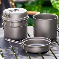 Olla portátil cubierta de titanio puro para acampar al aire libre, villa multifuncional de alta temperatura, olla ultraligera - details 1