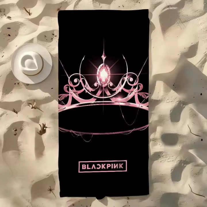Toalla de ducha para gimnasio, B-negro-rosa, para acampar, grupo de secado rápido, deportes, toallas de playa grandes, regalo suave para piscina, chica coreana KPOP para viajes - 1