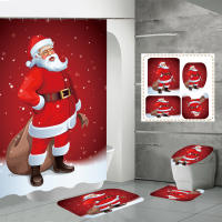 Juego de Cortina de Ducha Navideña de 4 Piezas Estera Antideslizante, Tapa de Olla, Alfombra de Baño Regalos Ideales para Familia, Amigo, Vecino - details 1