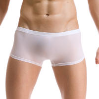 Suave Sexy Súper Fina Ropa Interior para Hombre Bóxers de seda Hielo Pantalones cortos Transparente de tiro bajo Bragas Cueca Homme - details 6