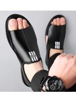 Sandalias romanas de cuero con punta abierta, transpirables y huecas para hombre, de verano 2025, con suela suave y superficie suave. - details 0