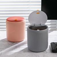 Cubo de basura de plástico tipo prensa, papelera portátil antiolor con tapa, Color de contraste, Mini cesta de basura de escritorio/sobremesa - details 4