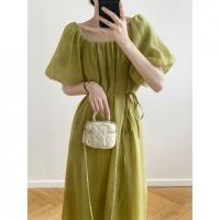Vestido de un hombro para mujer en verano, impresionante y lujoso. Falda francesa larga con cuello cuadrado, falda princesa con mangas de burbuja - details 4