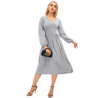 Vestido de dama de honor de manga larga con lentejuelas bordadas de color sólido, talla grande, primavera 2025, para mujeres elegantes - details 5