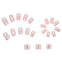 Uñas postizas plateadas y rosas para niñas y mujeres, cobertura total, decoración de uñas, 24 piezas - details 4