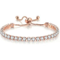 Pulsera de tenis para mujer de lujo práctico ajustable garras mosaico Zirconia Color oro rosa joyería de moda regalo - details 8