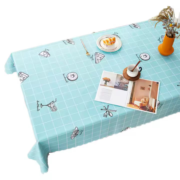 Mantel con flecos de lino y algodón a prueba de pliegues, Rectangular, gris - 1