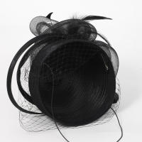 Sombreros rojos de iglesia de boda para mujer, tocado con velo de plumas, elegante, Derby, 2024 - details 4