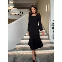 Vestido de punto elegante para mujer con cuello cuadrado, estilo, elegante y curvilíneo, perfecto para la fiesta de bailarina - details 3