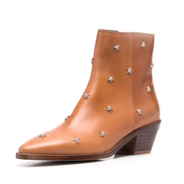 Tacones altos con lazo de cuero auténtico para mujer, botas de club verdes con botines gruesos deslizantes, sellado antideslizante de invierno - 1