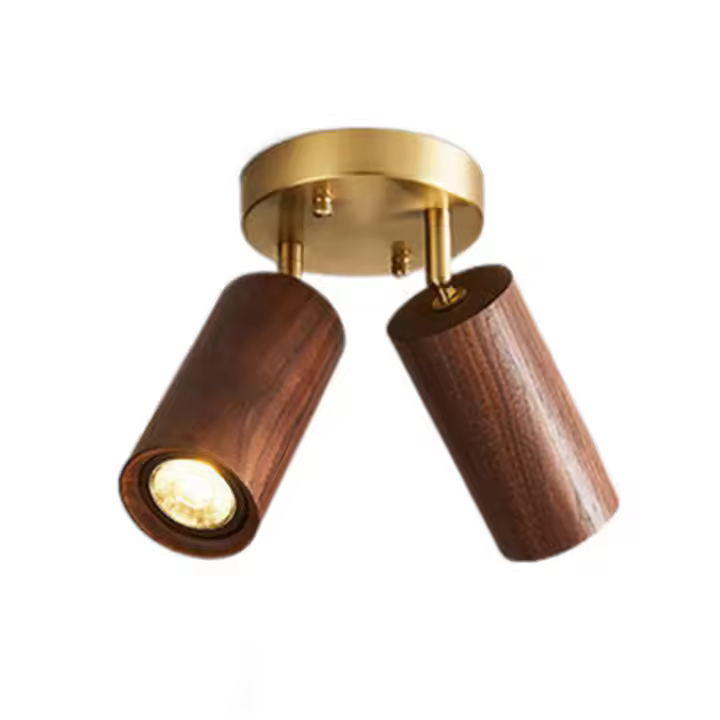 Lámpara empotrable minimalista, lámpara de techo Led de madera japonesa rústica de 2 lámparas para sala de estar, balcón y pasillo - 1
