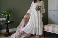 Camisones largos de encaje blanco con bordado vintage para mujer, ropa de dormir de manga larga de princesa retro, vestido de vacaciones de otoño y primavera - details 13