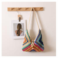 Bolso de algodón tejido de un solo hombro estilo étnico, bolso de paja, bolso de playa para vacaciones, bolso versátil para mujeres - details 11