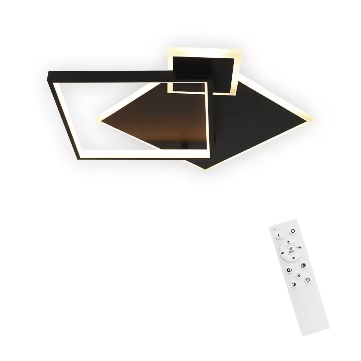 CBJKTX Luz de techo LED Negra Regulable 50W Diseño Moderno Lámpara de Sala de Estar con Control Remoto Metal para Cocina Dormitorio - 1