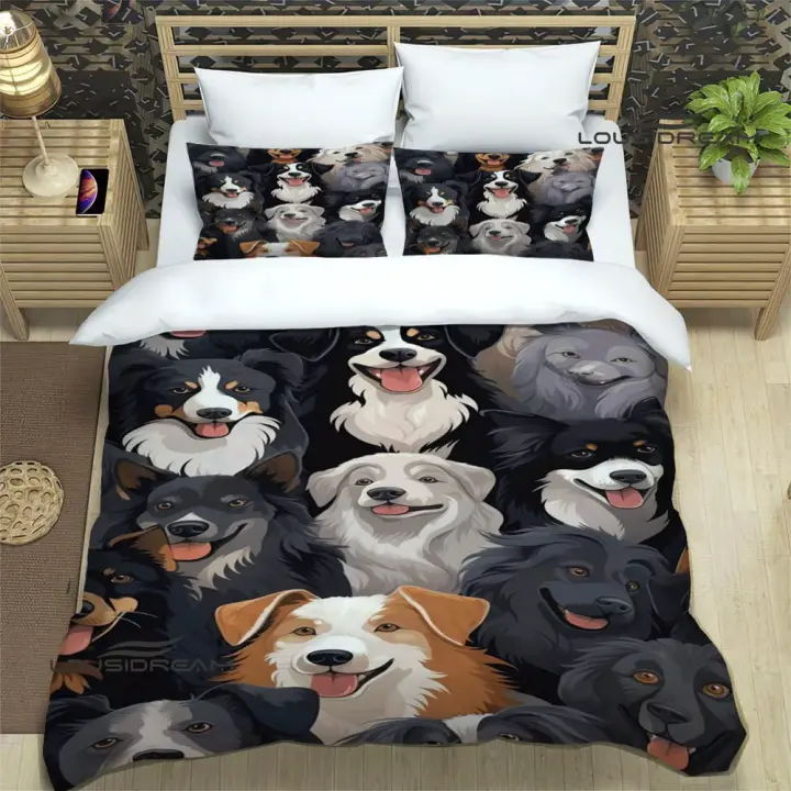 Juego de cama con estampado de perro en 3D, funda nórdica, edredón, ropa de cama, regalo de cumpleaños de lujo - 1