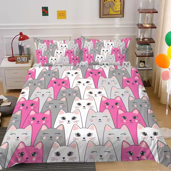 Conjunto de Cama de Poliéster Suave con Diseño de Dibujos Animados de Gallina - 1